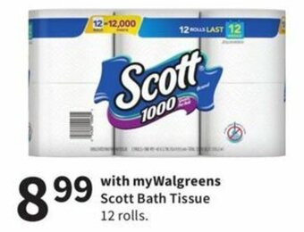 Walgreens Scott Bath Tissue offer