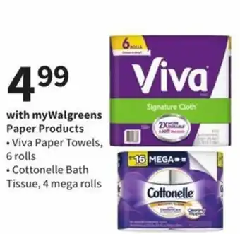 Walgreens Viva Paper Towels, Cottonelle Bath Tissue offer