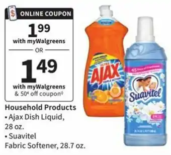 Walgreens Ajax Dish Liquid 28 oz, Suavitel Softener 28.7 oz offer