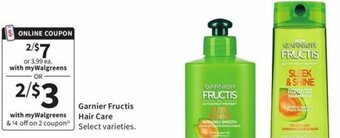 Walgreens Garnier Fructis Hair Care offer