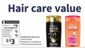 Walgreens L'Oreal Paris Hair Care offer