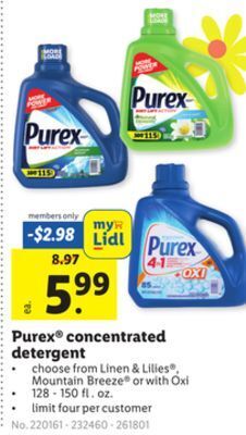 Lidl Purex® concentrated detergent offer
