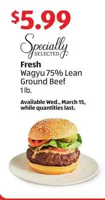 Aldi Specially selected fresh wagyu 75% lean ground beef offer