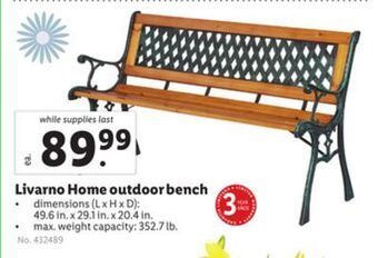 Lidl Livarno home outdoor bench offer
