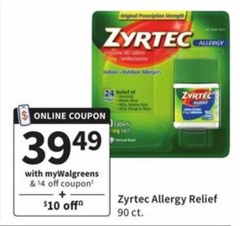 Walgreens Zyrtec Allergy Relief offer