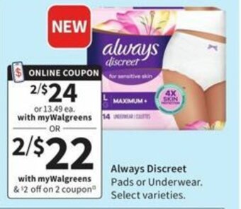 Walgreens Always Discreet offer