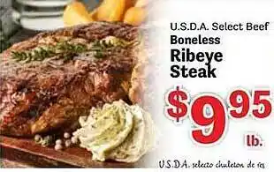 Food Depot Usda select beef boneless ribeye steack offer