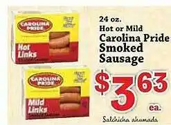 Food Depot Hot or mild carolina pride smoked sausage offer