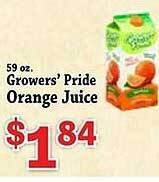 Food Depot Grower's pride orange juice offer