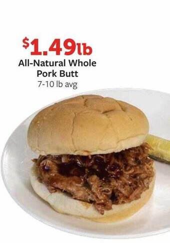 Fareway All-natural whole pork butt offer