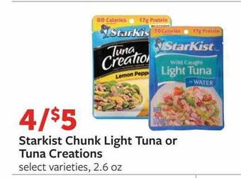 Fareway Starkist chunk light tuna or tuna creations offer