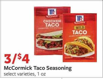 Fareway Mccormick taco seasoning offer