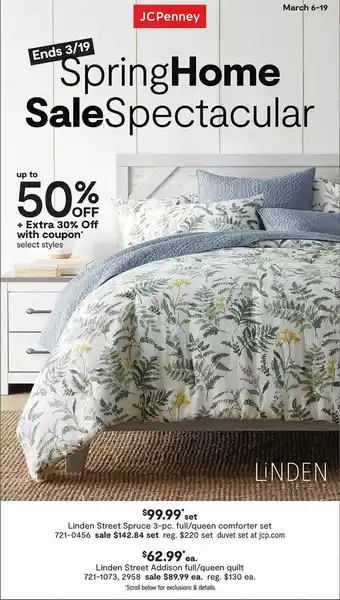 JC Penney Linden street spruce 3-pc full-queen comforter set, linden street addison full-queen quilt offer