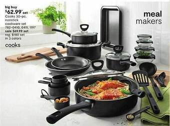 JC Penney Cooks 30-pc nonstick cookware set offer
