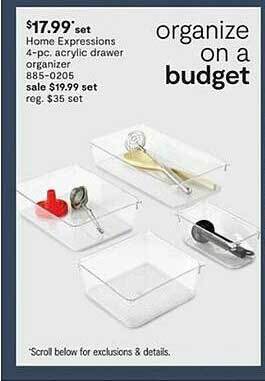 JC Penney Home expressions 4-pc acrylic drawer organizer offer