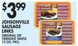 Met Foodmarkets Johsonville sausage links original or vermont maple offer