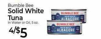 Weis Markets Bumble bee solid white tuna offer