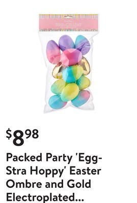 Walmart Packed party 'egg-stra hoppy' easter ombre and gold electroplated easter eggs, plastic offer