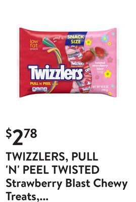 Walmart Twizzlers, pull 'n' peel twisted strawberry blast chewy treats, easter candy offer