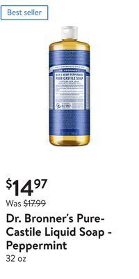 Walmart Dr. bronner's pure-castile liquid soap - peppermint offer
