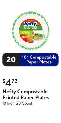 Walmart Hefty compostable printed paper plates offer