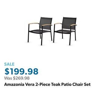 Sam's Club Amazonia vera 2-piece teak patio chair set offer