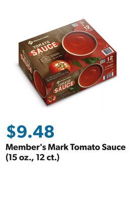 Sam's Club Member's mark tomato sauce (15 oz., 12 ct.) offer