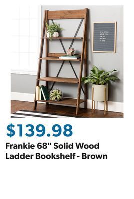 Sam's Club Frankie 68" solid wood ladder bookshelf - brown offer