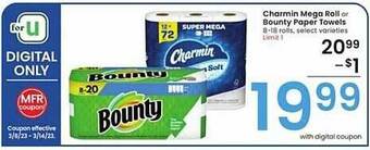 Albertsons Charmin mega roll or bounty paper towels offer