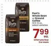 Albertsons Peet's whole bean or ground coffee offer