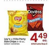 Albertsons Lay's or frito party size chips offer