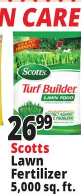 Ocean State Job Lot Scotts lawn fertilizer 5,000 sq. ft. offer