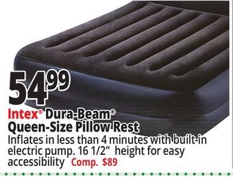 Ocean State Job Lot Intex queen dura-beam pillow rest raised air mattress with internal pump offer
