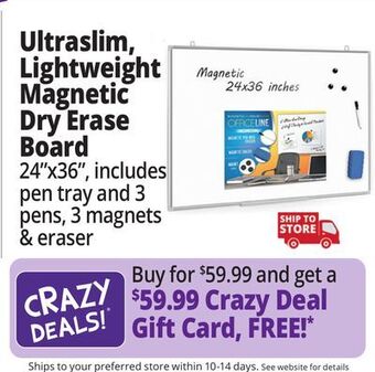 Ocean State Job Lot Officeline ultra-slim, lightweight 24" x 36" magnetic dry erase whiteboard with accessories offer