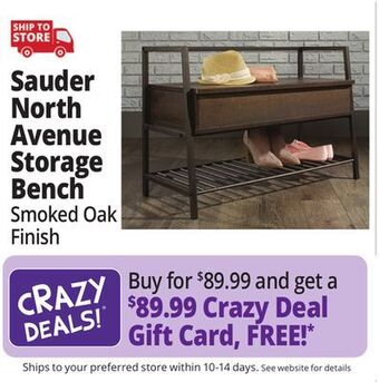Ocean State Job Lot Sauder north avenue storage bench, smoked oak finish offer