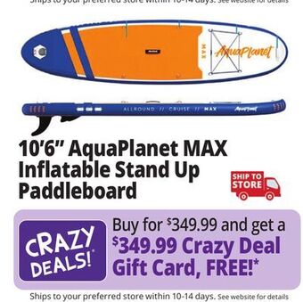 Ocean State Job Lot Aquaplanet 10' allround ten inflatable stand up paddleboard offer