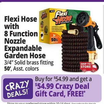 Ocean State Job Lot Flexi hose with 8-function nozzle, 100', red/black offer