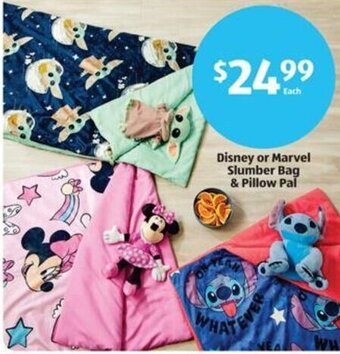 Aldi Disney or Marvel Slumber Bag & Pillow Pal offer