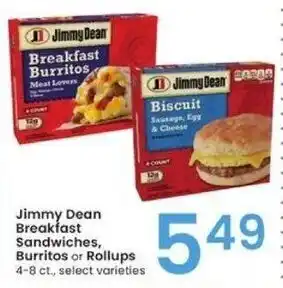 Albertsons Jimmy Dean Breakfast Sandwiches, Burritos or Rollups 4-6 ct. offer