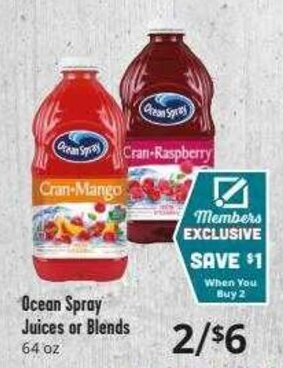 Brookshire Brothers Ocean Spray Juices or Blends 64 oz offer