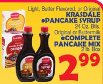Bravo Supermarkets Krasdale pancake syrup 24 oz. btls. complete pancake mix 2 lb. box offer