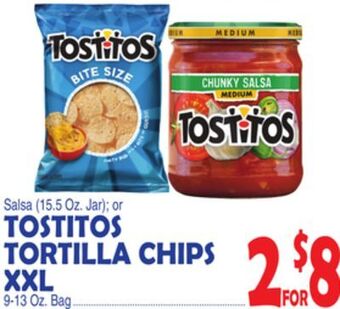 Bravo Supermarkets Tostitos tortilla chips xxl 9-13 oz. bag offer
