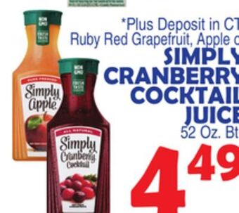 Bravo Supermarkets Simply cranberry cocktail juice offer