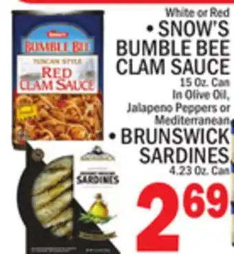 C Town • snow's bumble bee clam sauce 15 oz. can offer