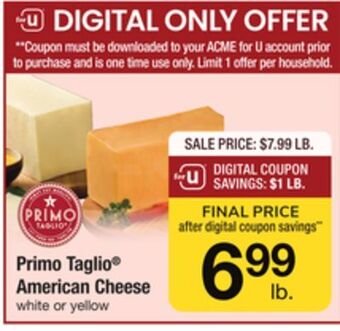 ACME Primo taglio® american cheese offer