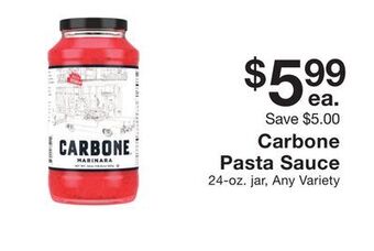 Fairway Store Market Carbone pasta sauce offer