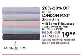 Boscov's London fog® sheet sets with bonus pillowcases offer