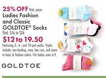 Boscov's Ladies fashion and classic goldtoe® socks offer
