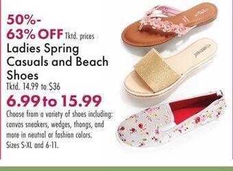 Boscov's Ladies spring casuals and beach shoes offer