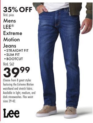 Boscov's Mens lee® extreme motion jeans offer